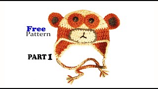 Free Crochet Pattern Monkey Hat Baby Beanie part 1 [upl. by Ayatnahs951]