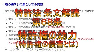 特許法第68条の条文解読（特許権の効力） [upl. by Assereht]