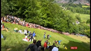 Cheese rolling race Hundreds compete in Coopers Hill event in Gloucestershire 2023 UK 2 [upl. by Appolonia]