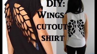 DIY WINGS cutout Tshirt upcycling [upl. by Cosenza156]