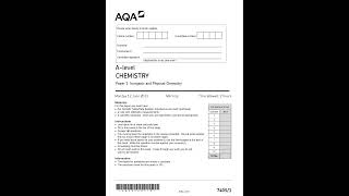 AQA A LEVEL CHEMISTRY PAPER 1 QUESTION PAPER JUNE 2023 74051 INORGANIC AND PHYSICAL CHEMISTRY [upl. by Ambrosi505]