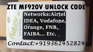 How to Unlock Faiba ZTE MF920V MiFi Router 919362452824 [upl. by Katee]