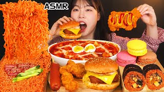 ASMR MUKBANG 편의점 직접 만든 불닭 떡볶이 양념치킨 김밥 디저트 먹방 amp 레시피 FRIED CHICKEN AND Tteokbokki EATING [upl. by Emelen]