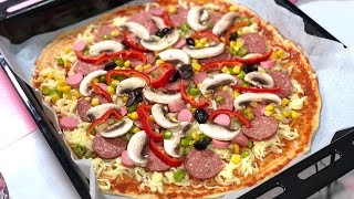 Hamurunu Bekletmeden Mayasız En Kolay Pizza TarifiPoğaça Hamuru İle karışık PizzaSeval Mutfakta [upl. by Brittnee781]