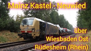 Von Mainz  Kastel nach Neuwied über Wiesbaden Ost und Rüdesheim am Rhein [upl. by Odarnoc367]