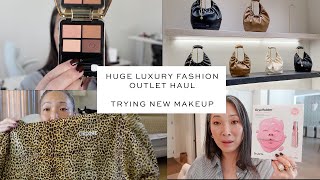 Huge Luxury Fashion Haul from Woodbury Commons  Trying New Makeup  Loewe Event [upl. by Yllod]