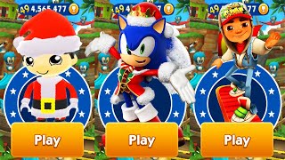 Tag with Ryan vs Sonic Dash Subway Surfers North Pole  New Runner Snowdrift Sonic vs Santa Ryan [upl. by Ajak]