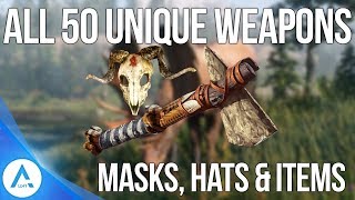 All 50 Unique Secret Weapons Hats Masks Items and How to Get Them  Red Dead Redemption 2 [upl. by Veal437]