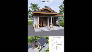 Cottage House Plans 8x12 Meter 26x40 Feet 2 Beds Gable Roof homedesign homeplan housedesign home [upl. by Anahsahs]