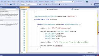 Folder files change event C code  FileSystemWatcher Example  Track file changes [upl. by Tertias]