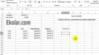 Excel Finans Anüite Hesaplama  Dönem Sonu Anüitelerin Gelecek Değeri  Annuities [upl. by Iramaj]