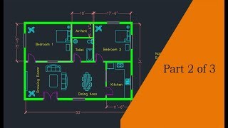 Making a simple floor plan in AutoCAD Part 2 of 3 [upl. by Thurber738]