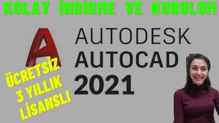 AUTOCAD 2021 ÜCRETSİZ ÖĞRENCİ SÜRÜMÜ İNDİRME VE KURULUM YAPMA AutoCAD YüklemeFree Autocad Download [upl. by Akiemahs]