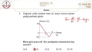 12B MEB Fizik Kazanım Kavrama Testi10 Hareket 20182019 [upl. by Prudence]