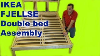 IKEA FJELLSE Double Bed Frame Assembly with LURÖY slatted bed base [upl. by Meeki]