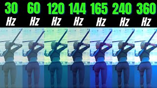 Fortnite 30Hz vs 60Hz vs 120Hz vs 144Hz vs 165Hz vs 240Hz vs 360Hz [upl. by Bocoj]