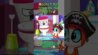 💩LEARN POTTY RULES OR POTTY RUNS AWAY 🙀Dont Put Toys in the Potty [upl. by Ynohta557]