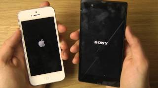 iPhone 5 vs Xperia Z  Which Is Faster [upl. by Ylam]