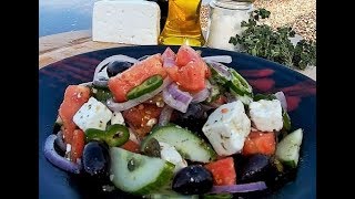 Amazing Original GREEK SALAD Recipe  Cooking on the Beach [upl. by Krystin687]