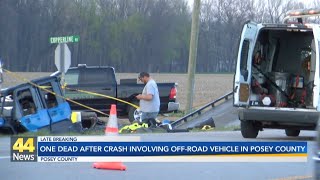 One dead after crash involving offroad vehicle in Posey County [upl. by Rosecan]