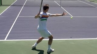 Richard Gasquet Forehand and Backhand from Back Perspective  Indian Wells 2013  BNP Paribas Open [upl. by Hanid65]