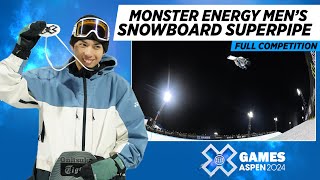 Monster Energy Men’s Snowboard SuperPipe FULL COMPETITION  X Games Aspen 2024 [upl. by Euqininod883]