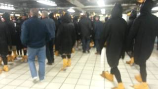 Hartlepool fans dressed as Penguins coming through Victoria Underground Station [upl. by Ettelimay]