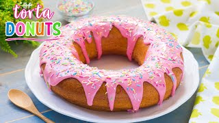 Torta Donuts Gigante  Ricetta Ciambella Soffice Glassata  55Winston55 [upl. by Nerb]