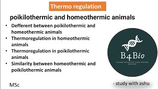 Thermoregulation in poikilothermic and homeothermic animals msc [upl. by Yreme555]