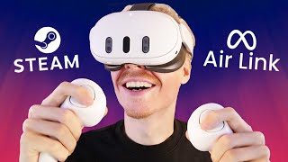 How To Play Oculus amp Steam PCVR Games On Meta Quest 3 Using Air Link [upl. by Nivej]