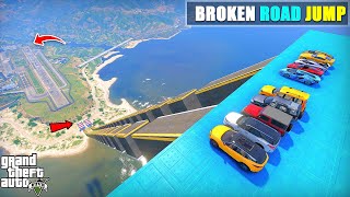 GTA 5  INDIAN CARS VS SUPER CARS BROKEN ROAD JUMPING CHALLENGE  GTA 5 MODS GAMEPLAY [upl. by Neelyahs639]