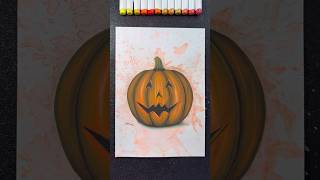 Stained Art with Orange 🎃✨🎨  Pumpkin with Realism Technique ✍️ halloween art drawing [upl. by Attevaj]