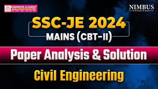 SSCJE 2024 MAINS CBT2 Paper Analysis amp Solution  SSCJE MAINS Live Paper Solution Civil Engg [upl. by Amadeo]