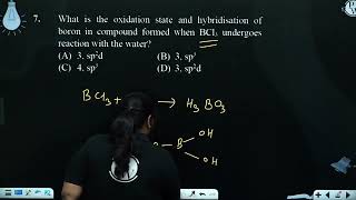 What is the oxidation state and hybridisation of boron in compound formed when BCl3 undergoes re [upl. by Naimerej949]