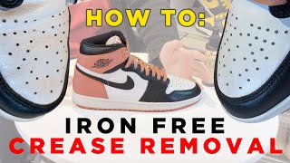 Crease Removal on 5000 Jordan 1 Rust Pink How to remove creasing with Angelus Shoe Stretch [upl. by Sanez]