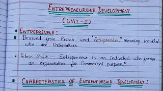 Entrepreneurship Development  Unit 1  Important Topics [upl. by Apurk462]