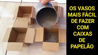 Como fazer vasos de cimento com caixas de papelão muito fácil de fazer [upl. by Batty742]