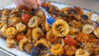 ANELLI DI CALAMARI AL FORNO 🦑alla Mediterranea 🦑 ricetta senza frittura senza grassi [upl. by Earas]