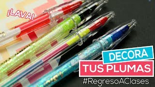 Decora tus plumas  Regreso a clases  DIY  LAVA GLITTER WASHI TAPE [upl. by Zoller]