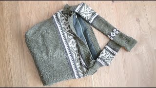 Upcycling – gefütterte Reißverschlusstasche aus Strickpullover nähen – ohne Schnittmuster [upl. by Libbie103]