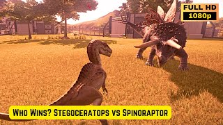 Who wins Stegoceratops vs Spinoraptor  Jurassic World Evolution [upl. by Zapot]