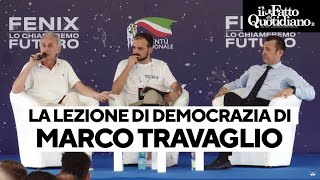 Travaglio e la lezione di giornalismo e democrazia sul palco di FdI quotImmaginate chequot [upl. by Llerred899]