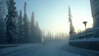 Driving into the Ice Fog Fairbanks Alaska [upl. by Kilmarx]