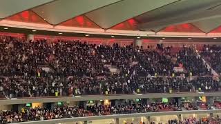 LOUD Man United away fans at Atletico Madrid Rhythm is a dancer Anthony Elanga [upl. by Ongun]