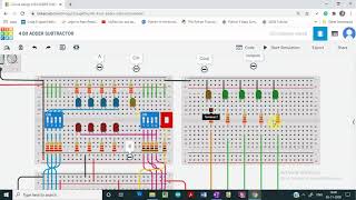 Demo 4bit Adder Subtractor using Full Adder IC with tinkercad [upl. by Dleifrag]