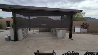 Angled pergola roof with a rectangular outdoor motorized shade [upl. by Nylarej]