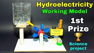 How to make hydro powerplant working model Hydroelectricity science exhibition project working model [upl. by Wanyen785]