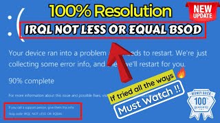 IRQL NOT LESS OR EQUAL BSOD FIX [upl. by Demott]