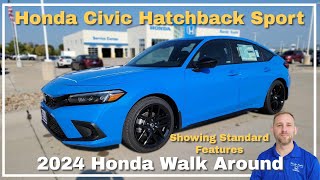 2024 Honda Civic Hatchback Sport Walkaround Standard Features [upl. by Ajuna]