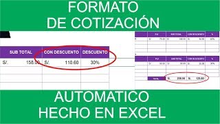 FORMATO DE COTIZACION HECHO EN EXCEL [upl. by Fanni]